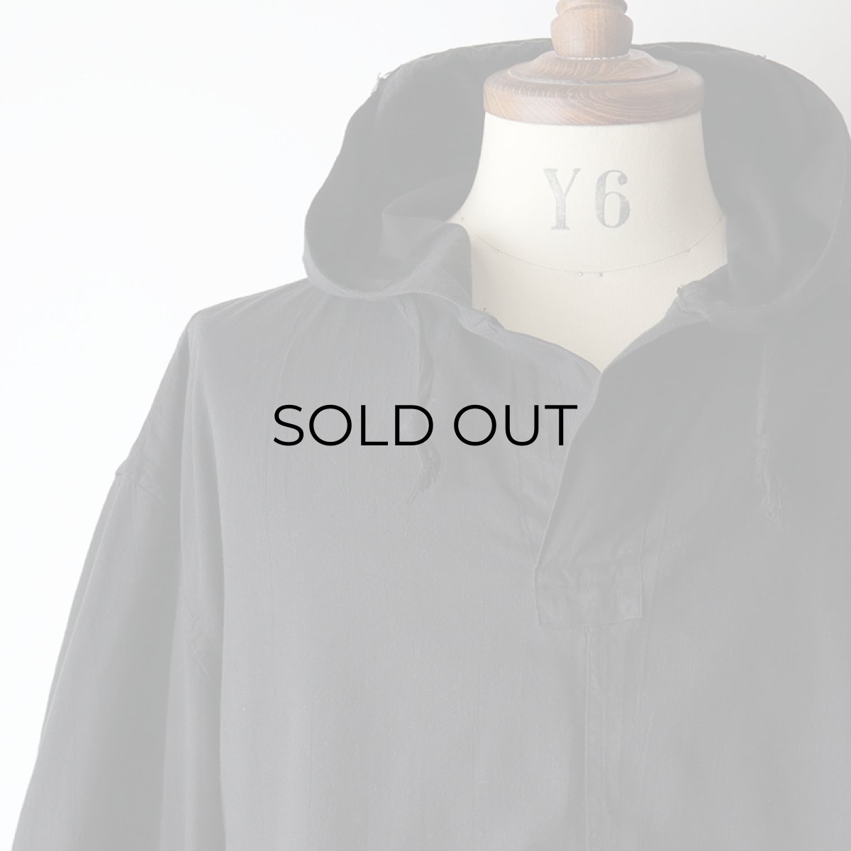 画像11: OLD CZECH MILITARY COTTON SNOW CAMOUFLAGE PULLOVER HOODED SMOCK "BLACK OVER DYE" (11)