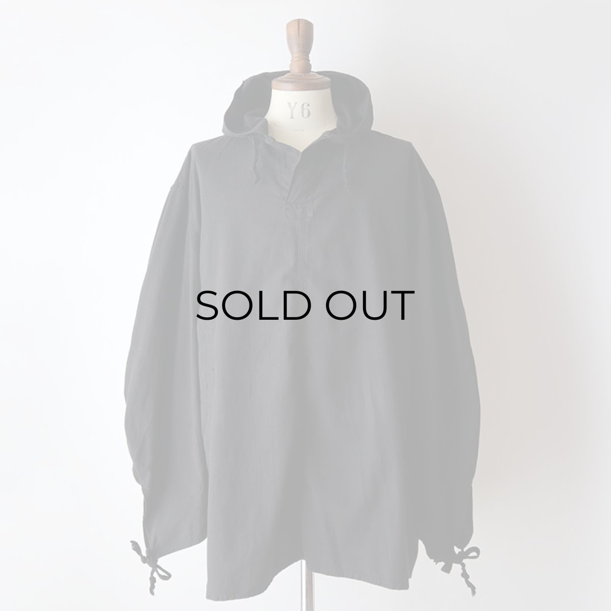 画像14: OLD CZECH MILITARY COTTON SNOW CAMOUFLAGE PULLOVER HOODED SMOCK "BLACK OVER DYE" (14)