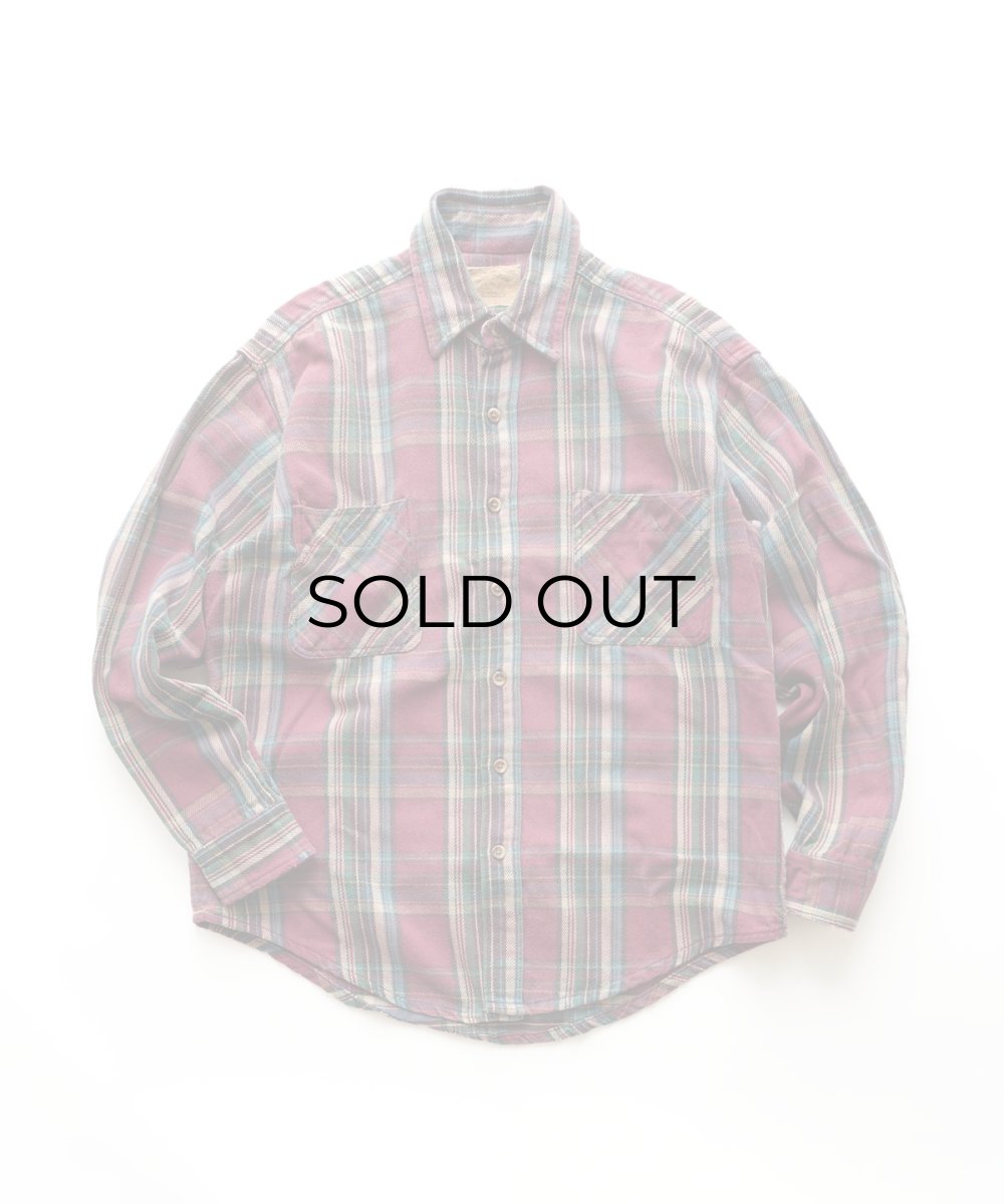 画像1: 〜90's ST. JOHN'S BAY COTTON CHECK HEAVY FLANNEL SHIRT "MADE IN USA" (1)