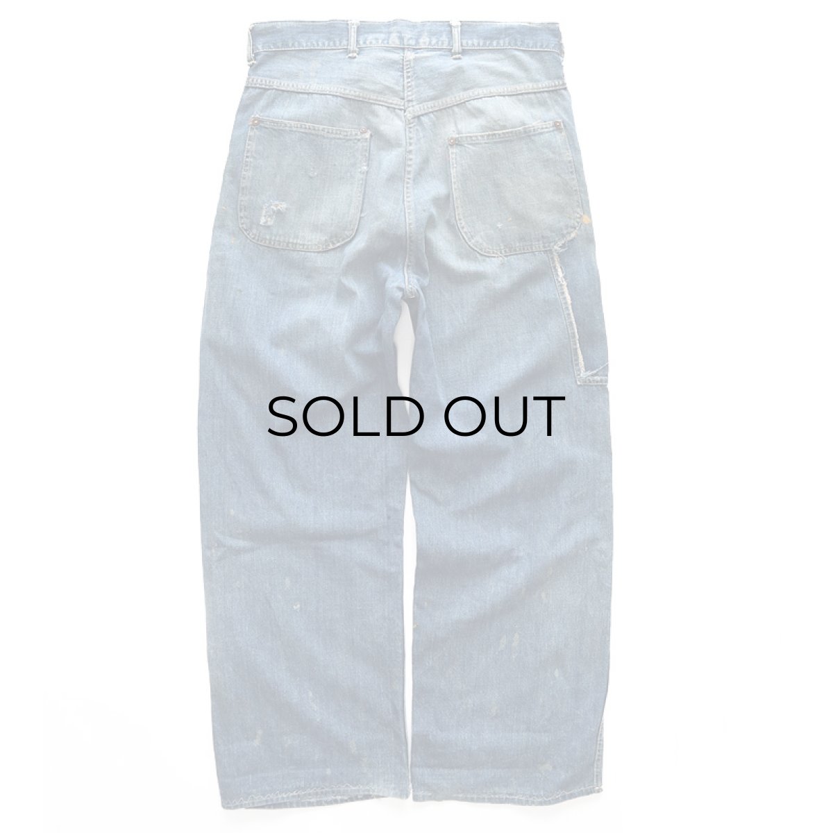 画像2: 40's UNKNOWN BRAND DENIM PAINTER PANTS "BLACK CHAMBRAY POCKET" (2)