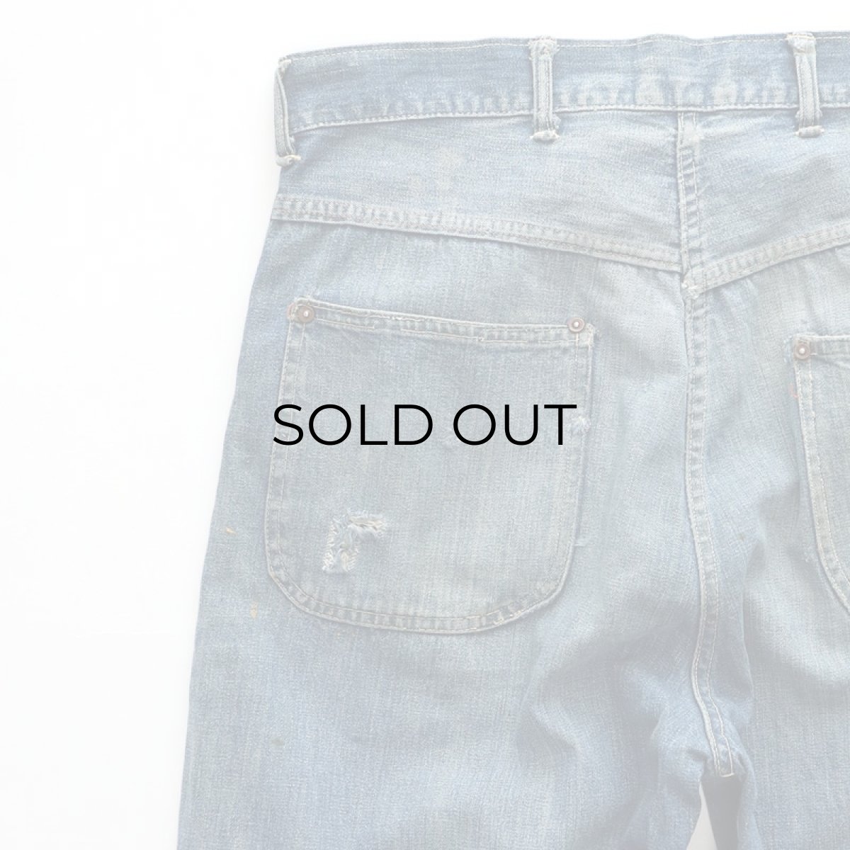 画像12: 40's UNKNOWN BRAND DENIM PAINTER PANTS "BLACK CHAMBRAY POCKET" (12)