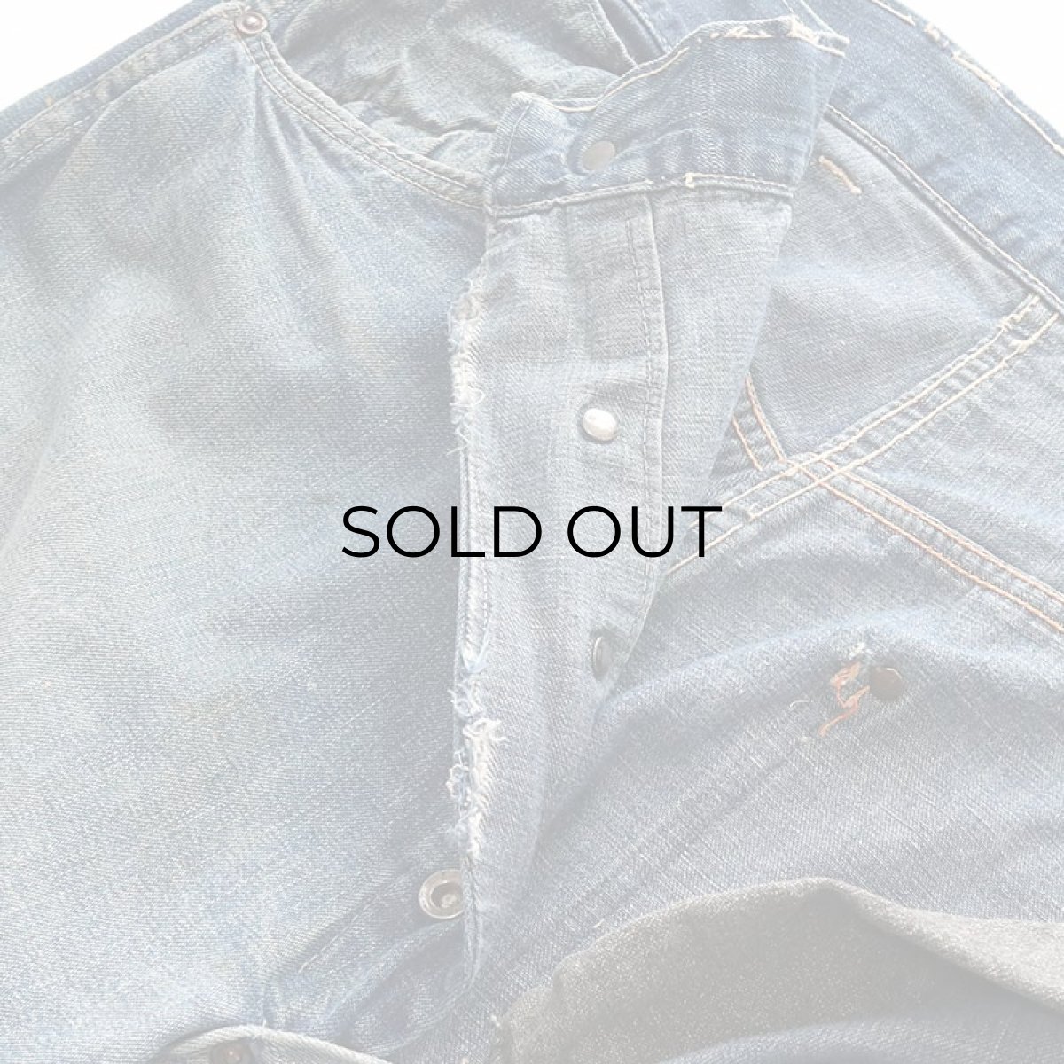 画像9: 40's UNKNOWN BRAND DENIM PAINTER PANTS "BLACK CHAMBRAY POCKET" (9)