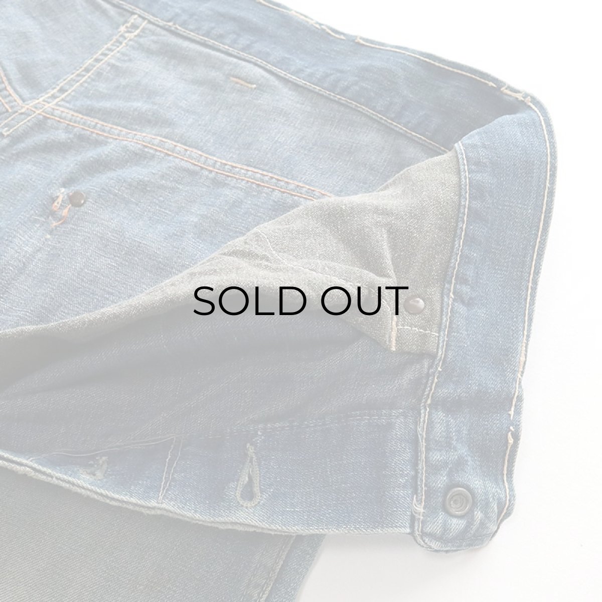 画像10: 40's UNKNOWN BRAND DENIM PAINTER PANTS "BLACK CHAMBRAY POCKET" (10)