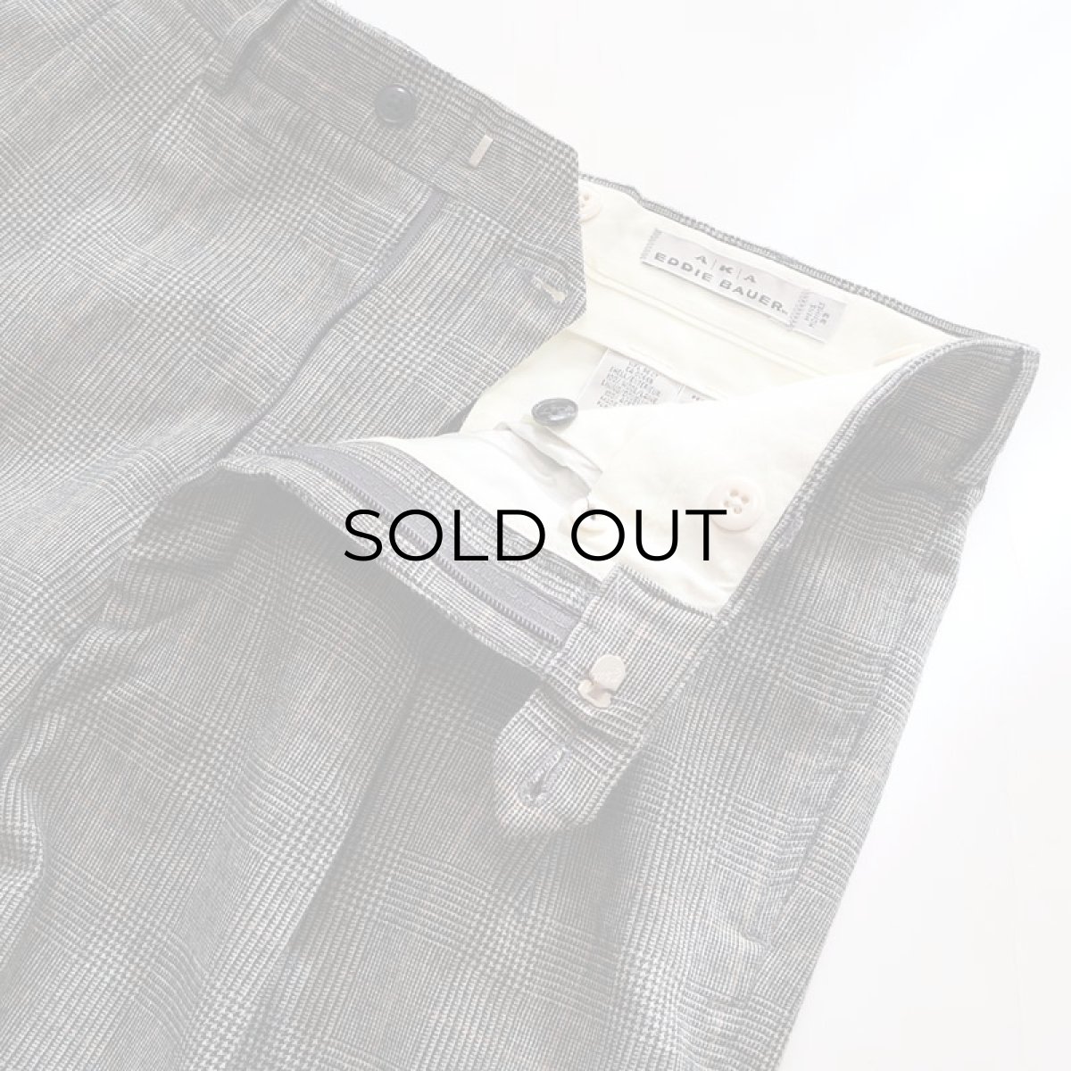 画像4: 〜90's AKA EDDIE BAUER WOOL GLEN CHECK TUCK SLACKS "MADE IN USA"【W33 x L31 程度】 (4)