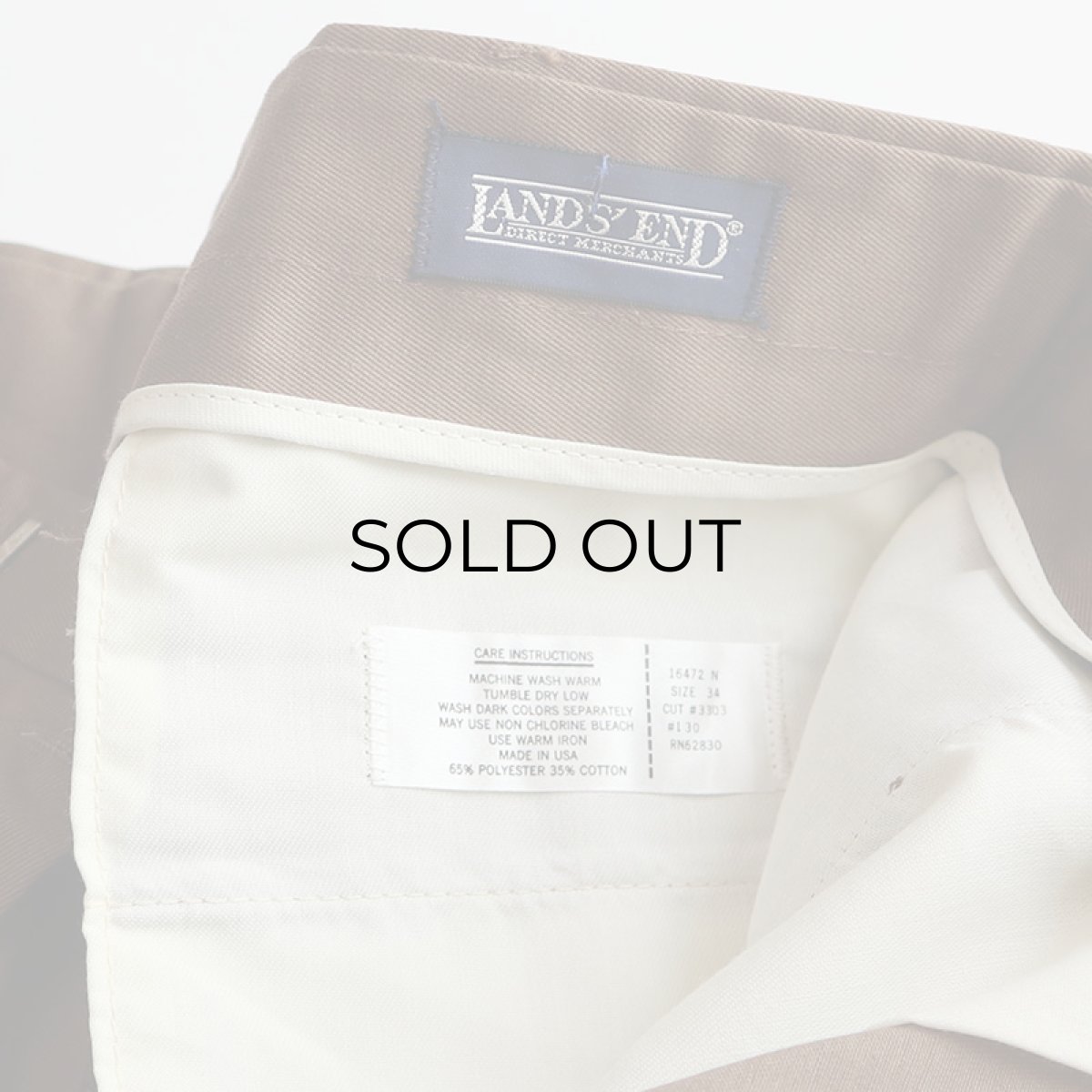 画像9: 80's LANDS' END TWILL TUCK PANTS "MADE IN USA"【W34 x L32 程度】 (9)