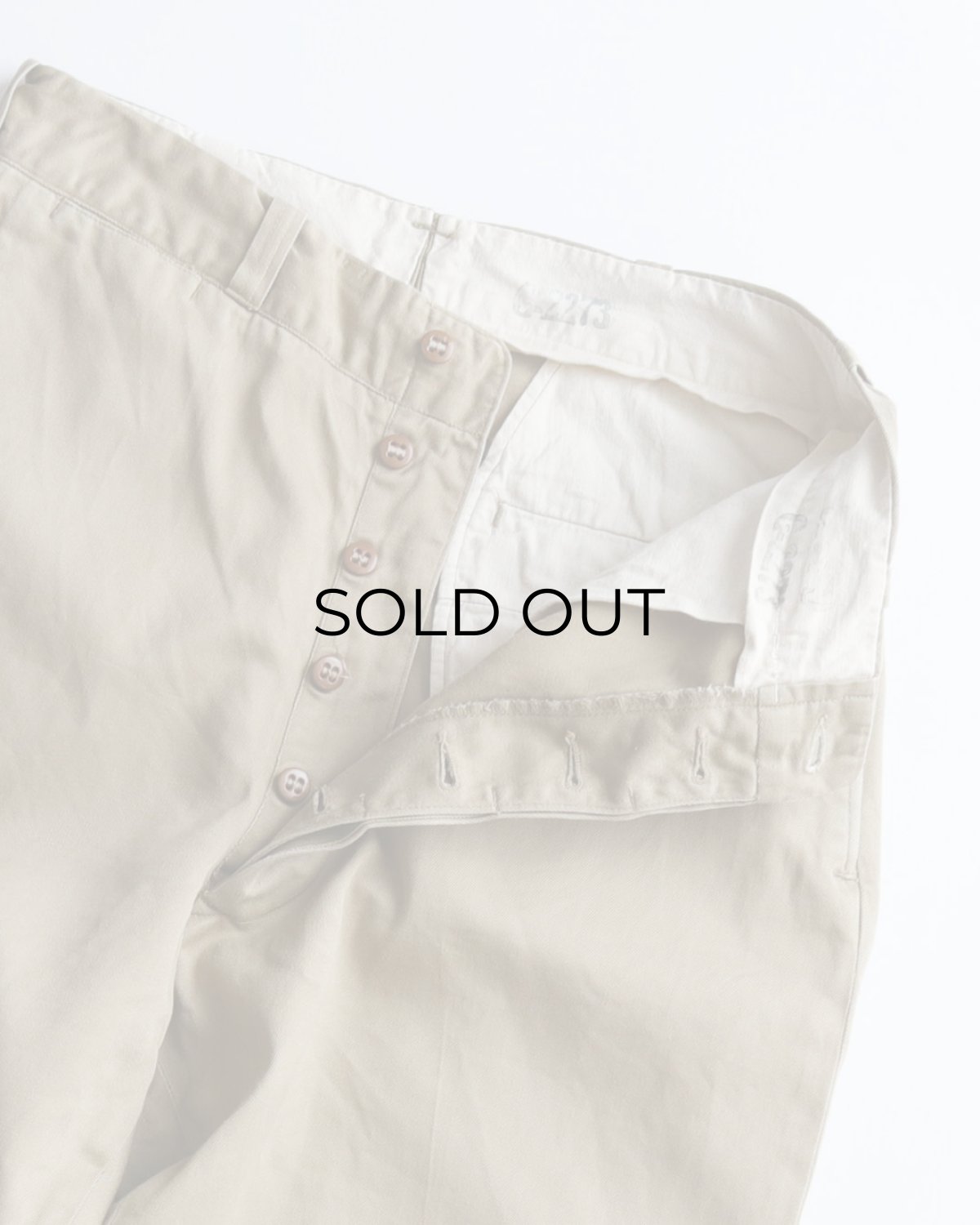 画像3: 50's US MILITARY COTTON TWILL KHAKI TROUSERS【W31 x L29 程度】 (3)