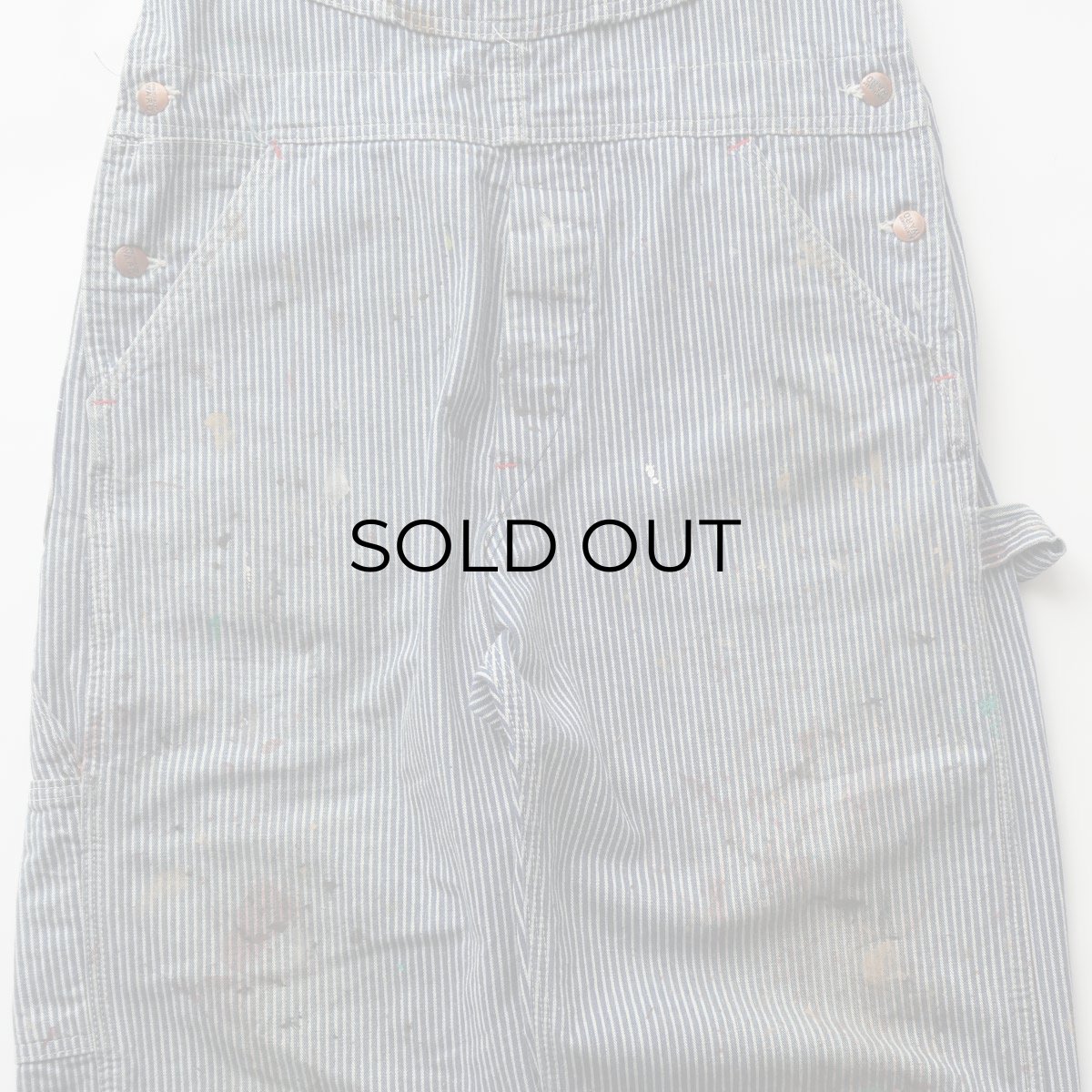 画像4: 〜70's MONTGOMERY WARD COTTON HICKORY STRIPE OVERALL "PAINT STAINS" (4)