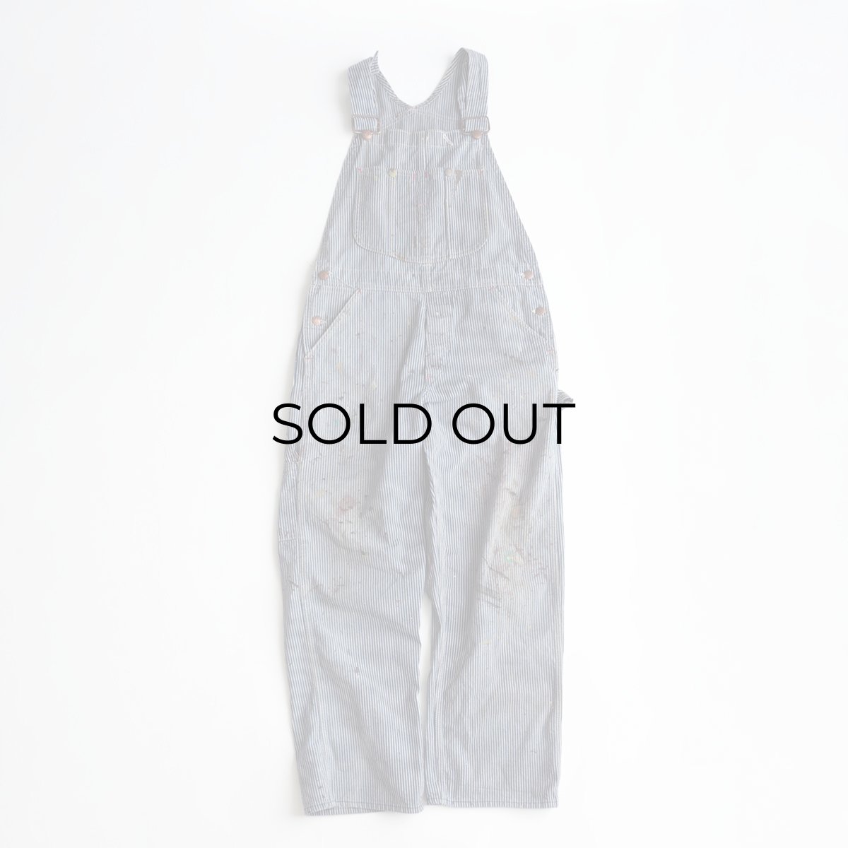 画像1: 〜70's MONTGOMERY WARD COTTON HICKORY STRIPE OVERALL "PAINT STAINS" (1)