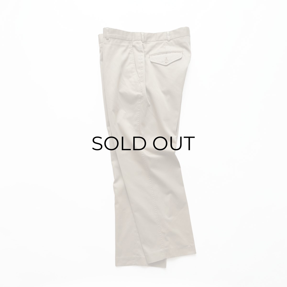 画像2: 〜90's LANDS' END COTTON POLYESTER TWILL NO TUCK PANTS "MADE IN USA"【W34 x L28.5 程度】 (2)