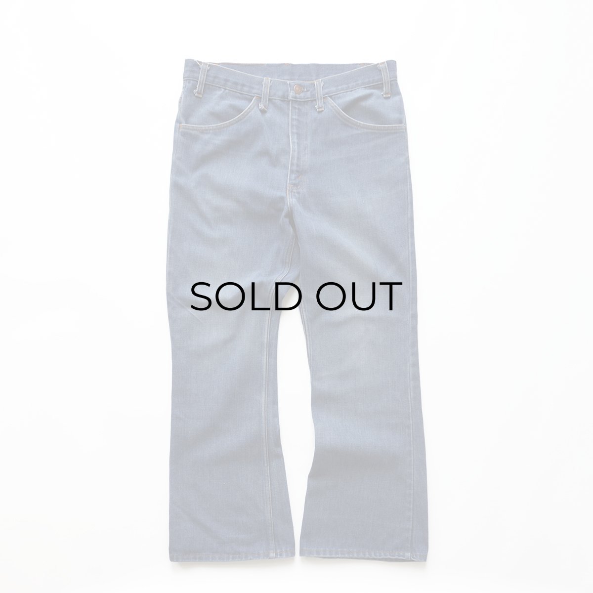画像1: 70's JC Penney "PLAIN POCKETS" COTTON POLYESTER DENIM FLAIR PANTS【W33 x L28.5 程度】 (1)