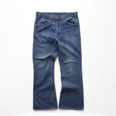 画像1: 70's JC Penney "PLAIN POCKETS" COTTON POLYESTER DENIM FLAIR PANTS【W33 x L28.5 程度】 (1)