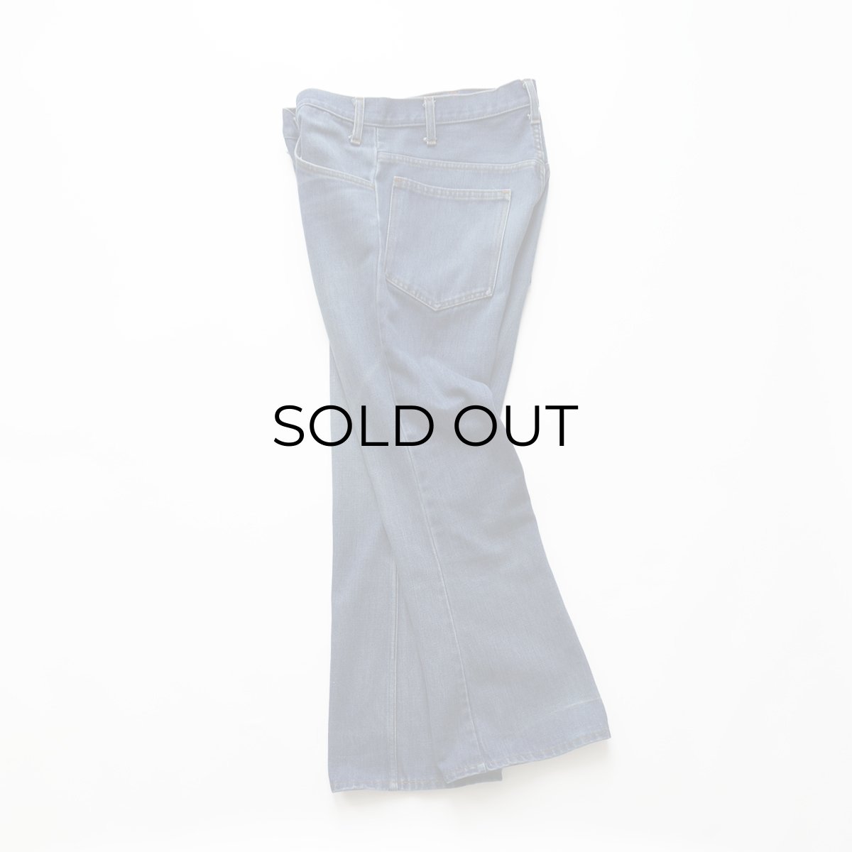 画像2: 70's JC Penney "PLAIN POCKETS" COTTON POLYESTER DENIM FLAIR PANTS【W33 x L28.5 程度】 (2)