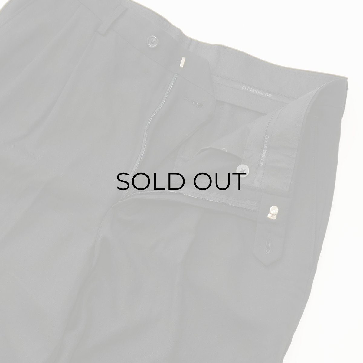画像5: claiborne BLACK RAYON HERRINGBONE TWILL TUCK SLACKS【W33 x L29 程度】 (5)