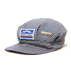 画像1: OLD UNKNOWN BRAND HICKORY STRIPE WORK CAP with WAPPEN & PIN BADGE "McKinley Explorer" (1)