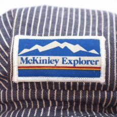 画像7: OLD UNKNOWN BRAND HICKORY STRIPE WORK CAP with WAPPEN & PIN BADGE "McKinley Explorer" (7)