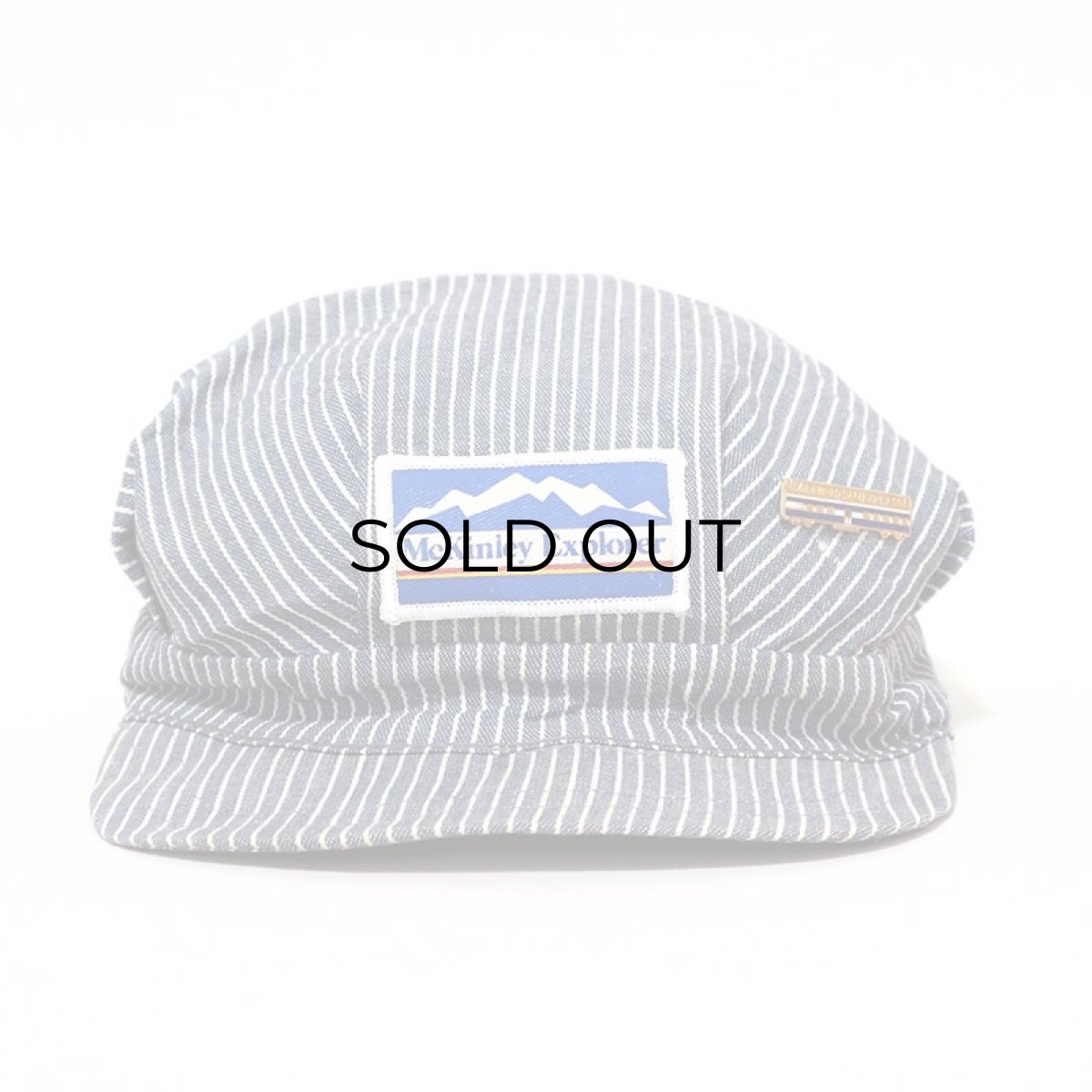 画像2: OLD UNKNOWN BRAND HICKORY STRIPE WORK CAP with WAPPEN & PIN BADGE "McKinley Explorer" (2)