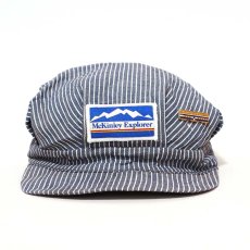 画像2: OLD UNKNOWN BRAND HICKORY STRIPE WORK CAP with WAPPEN & PIN BADGE "McKinley Explorer" (2)