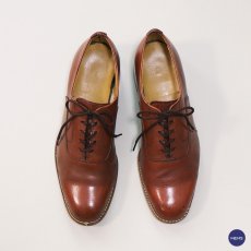 画像1: OLD UNKNOWN BRAND LEATHER PLANE TOE DRESS SHOES【size : 8 D】 (1)