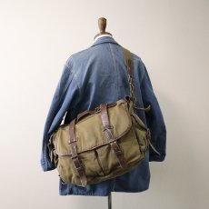 画像1: RALPH LAUREN COTTON CANVAS x LEATHER SHOULDER BAG (1)