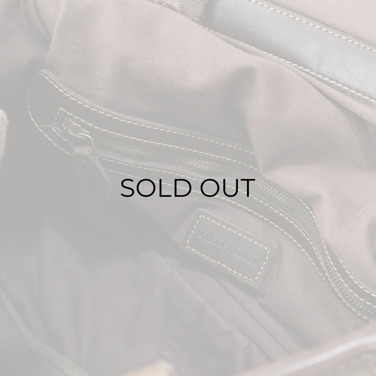 画像14: RALPH LAUREN COTTON CANVAS x LEATHER SHOULDER BAG (14)