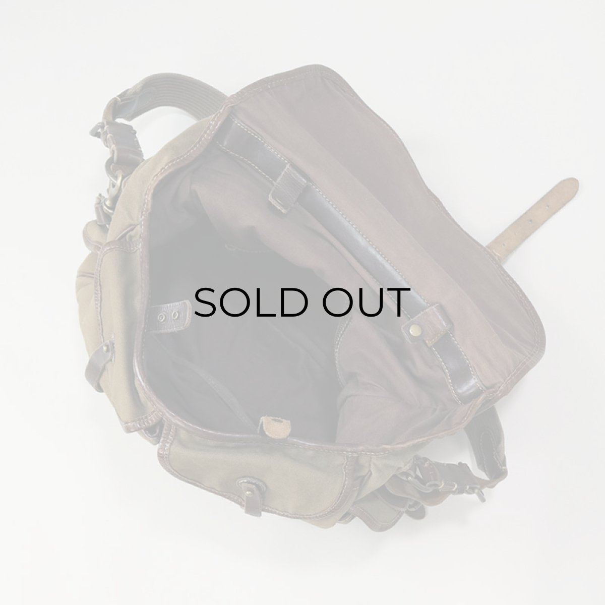 画像7: RALPH LAUREN COTTON CANVAS x LEATHER SHOULDER BAG (7)