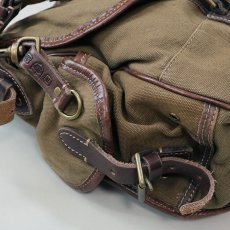 画像12: RALPH LAUREN COTTON CANVAS x LEATHER SHOULDER BAG (12)