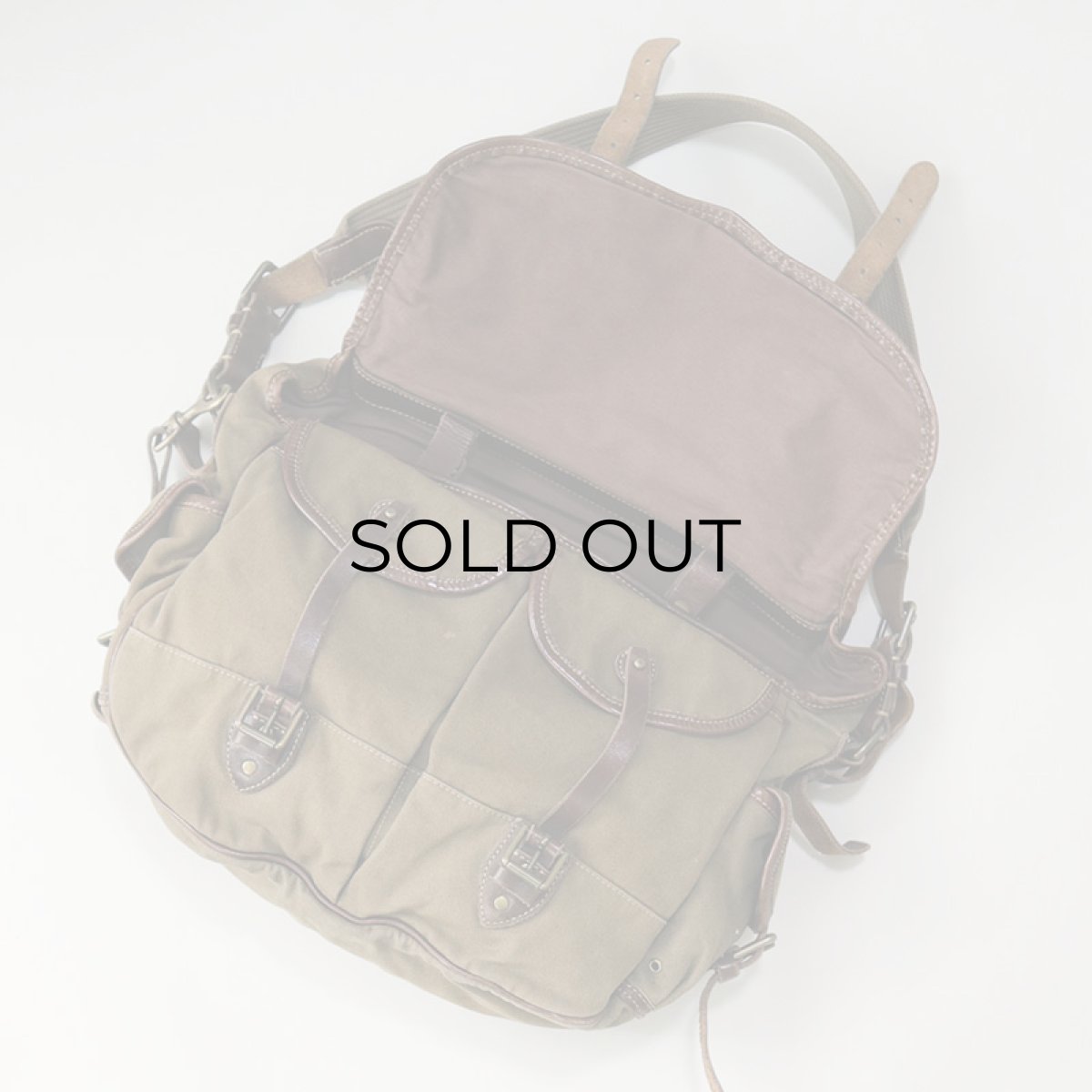 画像9: RALPH LAUREN COTTON CANVAS x LEATHER SHOULDER BAG (9)