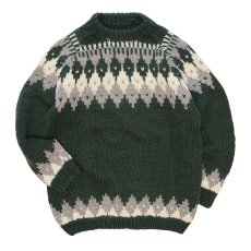 画像1: OLD UNKNOWN BRAND WOOL HAND KNIT NORDIC SWEATER (1)