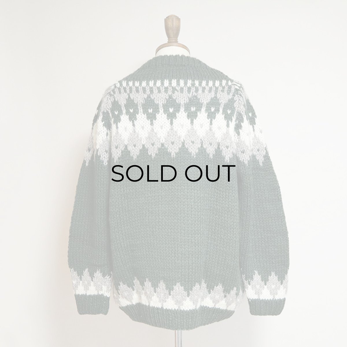 画像10: OLD UNKNOWN BRAND WOOL HAND KNIT NORDIC SWEATER (10)