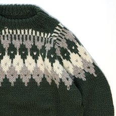 画像3: OLD UNKNOWN BRAND WOOL HAND KNIT NORDIC SWEATER (3)