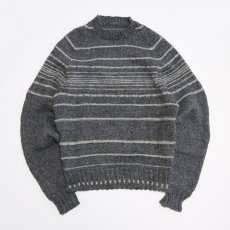 画像1: OLD UNKNOWN BRAND WOOL HAND KNIT RANDOM BORDER PATTERN SWEATER (1)