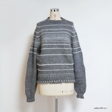 画像9: OLD UNKNOWN BRAND WOOL HAND KNIT RANDOM BORDER PATTERN SWEATER (9)