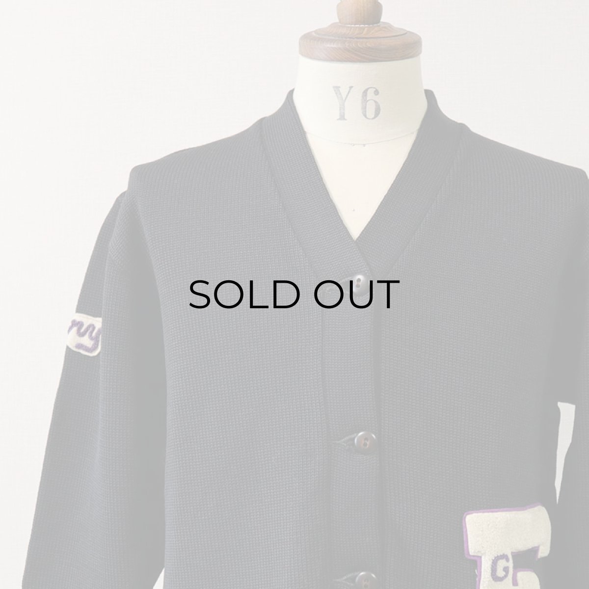 画像5: 50's Sportcraft BLACK WOOL KNIT AWARD CARDIGAN (5)