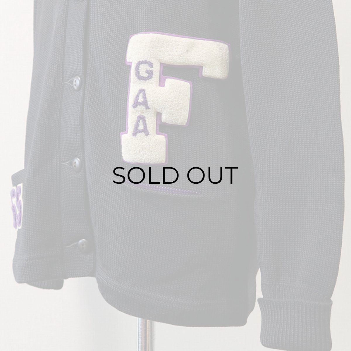 画像6: 50's Sportcraft BLACK WOOL KNIT AWARD CARDIGAN (6)