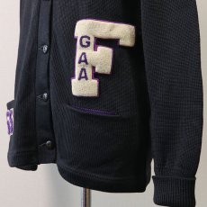 画像6: 50's Sportcraft BLACK WOOL KNIT AWARD CARDIGAN (6)