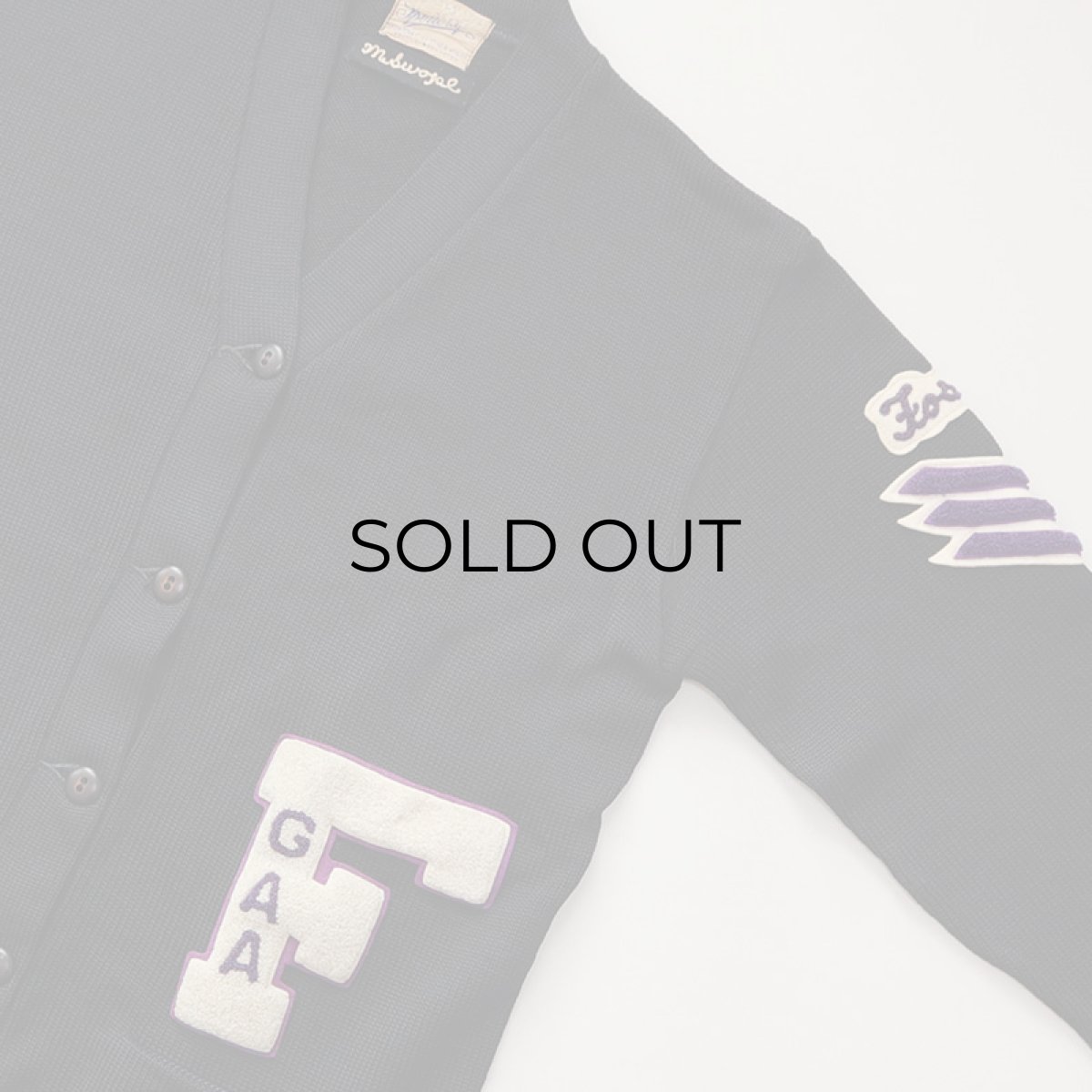 画像9: 50's Sportcraft BLACK WOOL KNIT AWARD CARDIGAN (9)