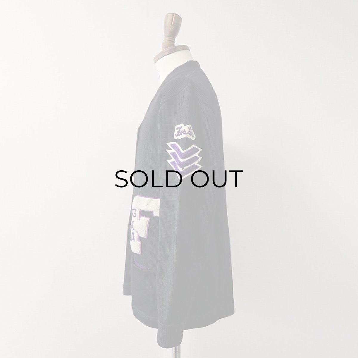 画像2: 50's Sportcraft BLACK WOOL KNIT AWARD CARDIGAN (2)