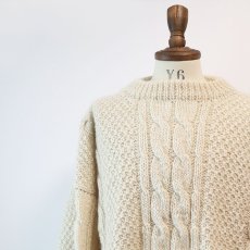 画像1: OLD UNKNOWN BRAND WOOL HAND KNIT FISHERMAN'S SWEATER (1)