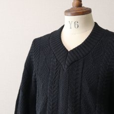 画像10: 50's CAMPUS BLACK WOOL KNIT V NECK SWEATER (10)