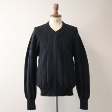 画像7: 50's CAMPUS BLACK WOOL KNIT V NECK SWEATER (7)