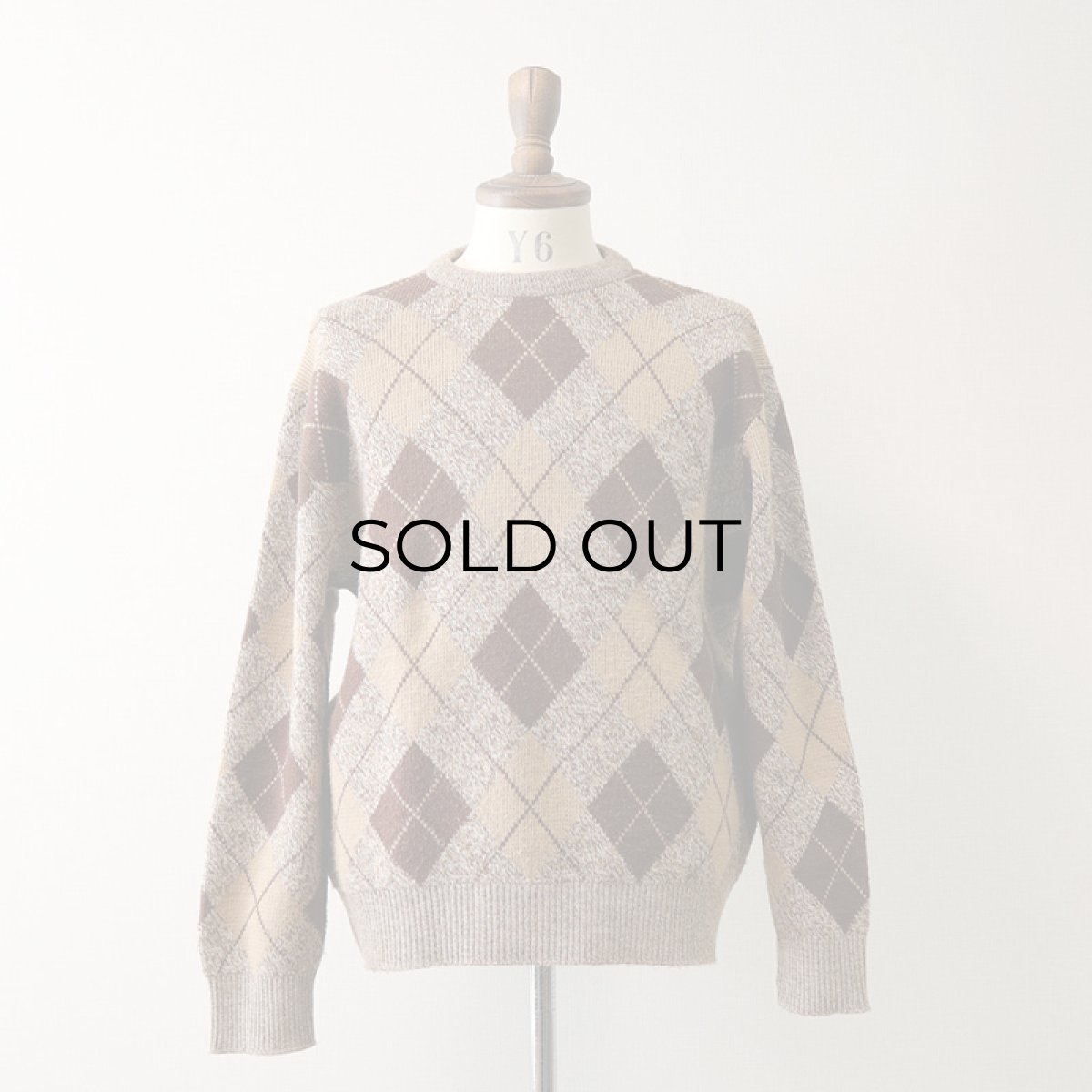 画像8: 70's JANTZEN WOOL ARGYLE PATTERN KNIT CREW NECK SWEATER (8)