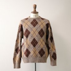 画像8: 70's JANTZEN WOOL ARGYLE PATTERN KNIT CREW NECK SWEATER (8)