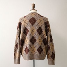 画像10: 70's JANTZEN WOOL ARGYLE PATTERN KNIT CREW NECK SWEATER (10)