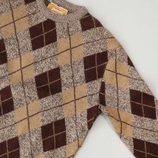 画像3: 70's JANTZEN WOOL ARGYLE PATTERN KNIT CREW NECK SWEATER (3)