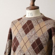 画像11: 70's JANTZEN WOOL ARGYLE PATTERN KNIT CREW NECK SWEATER (11)