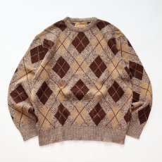 画像1: 70's JANTZEN WOOL ARGYLE PATTERN KNIT CREW NECK SWEATER (1)