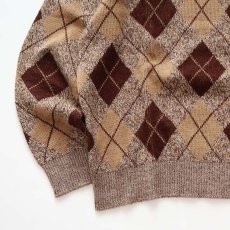 画像4: 70's JANTZEN WOOL ARGYLE PATTERN KNIT CREW NECK SWEATER (4)