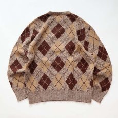 画像2: 70's JANTZEN WOOL ARGYLE PATTERN KNIT CREW NECK SWEATER (2)