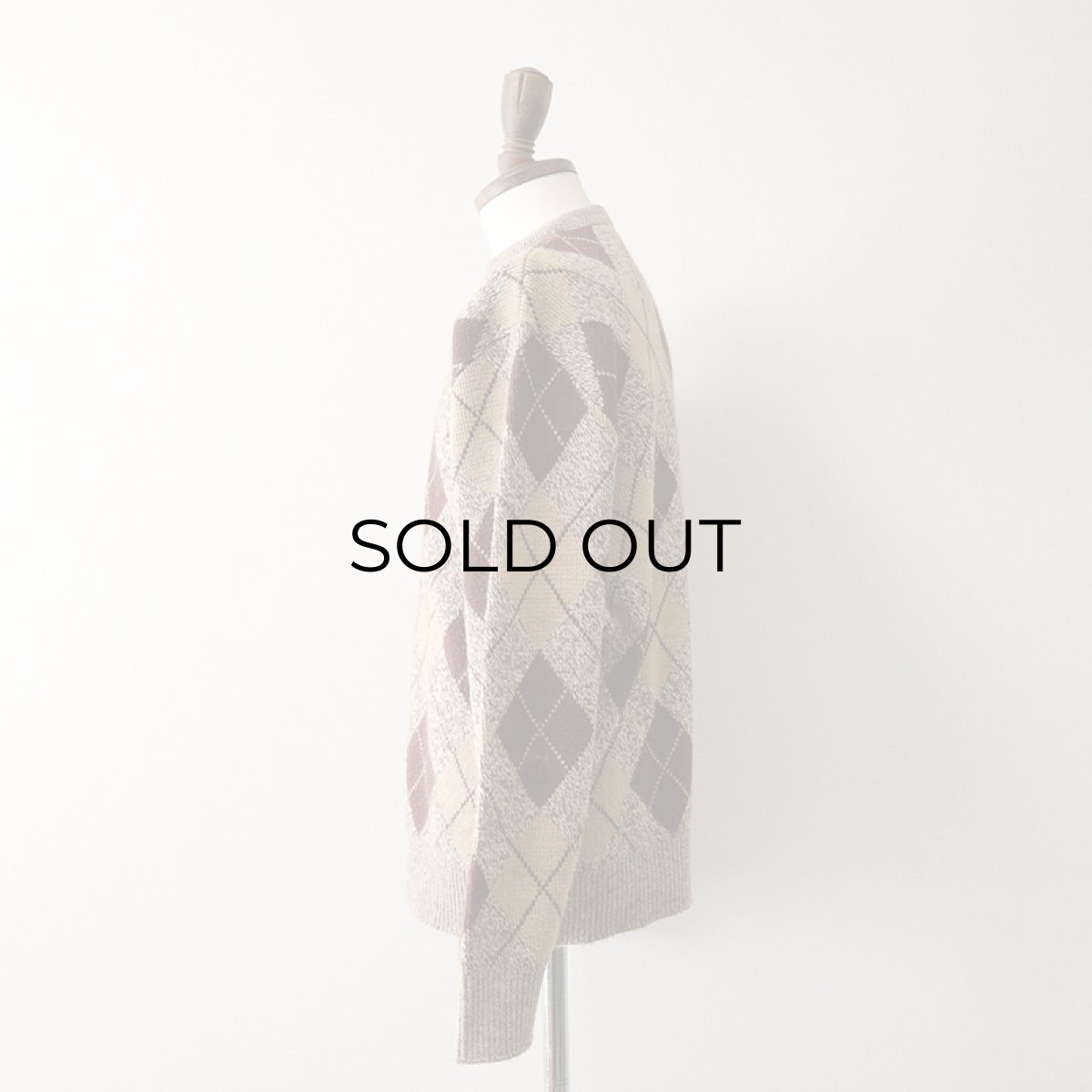 画像9: 70's JANTZEN WOOL ARGYLE PATTERN KNIT CREW NECK SWEATER (9)