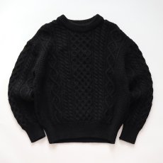 画像1: OLD The Edinburgh Woollen Mill WOOL HAND KNIT FISHERMAN'S SWEATER "Made in Scotland" "BLACK OVER DYE" (1)